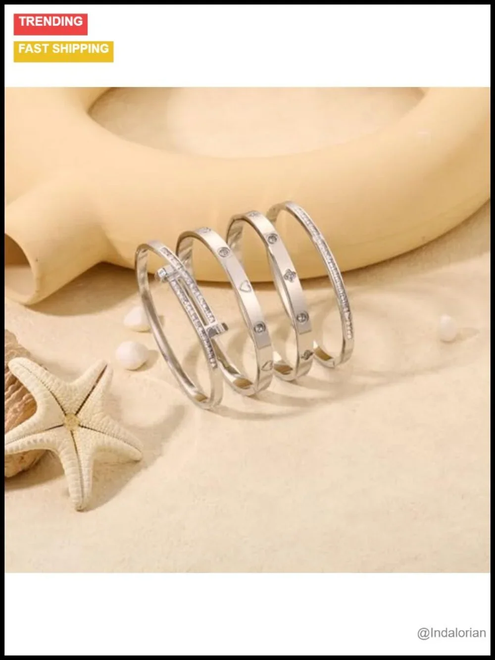 18K Gold Plated Stainless Steel Bangle Bracelet Set for Women Stackable